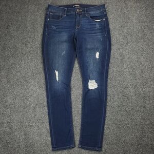 Express Women’s Dark Blue Distressed Skinny Jeans